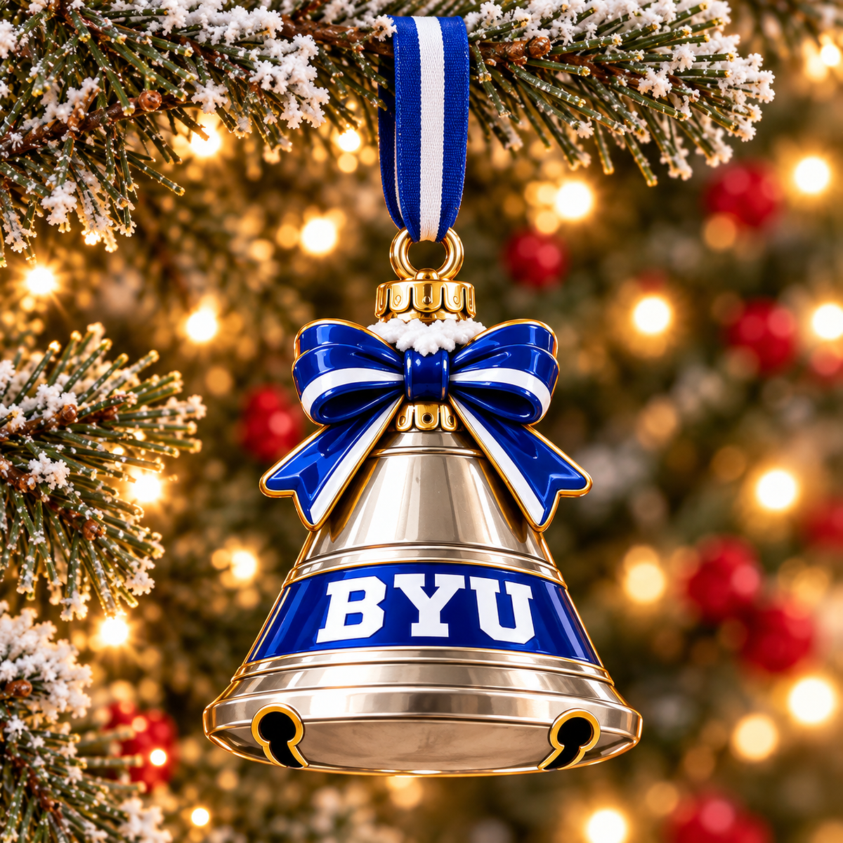 Premium BYU Christmas Bell Ornament PVNA