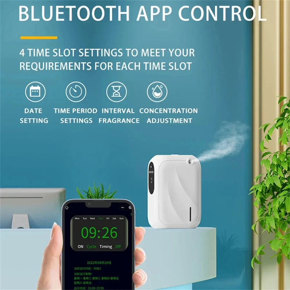 Coverage 200m³ Scent Machine Hotel Aroma Diffuser Wall Mounted Essential Oil Diffuser For Home Fragrance Bluetooth APP Control